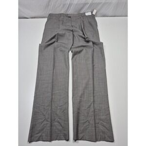 Dress Pants Men's 43x37 Gray Wool Pleated Straight Super 100s Classic Unhemmed